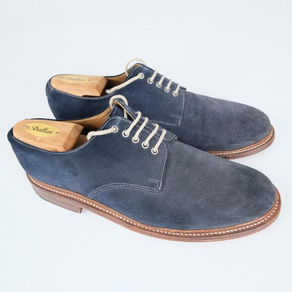 Grenson Blue Suede Derby Shoes Men's UK 9 G US 10 EU 43 - Picture 1 of 9
